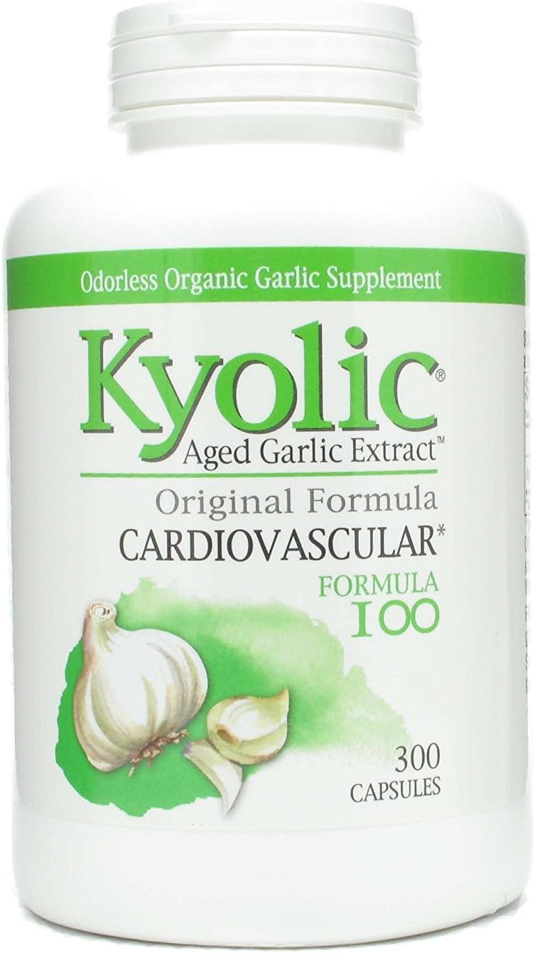 Kyolic #100 Formula Capsules - 300 Count - Premium Garlic Supplement for Heart Health and Immune Support