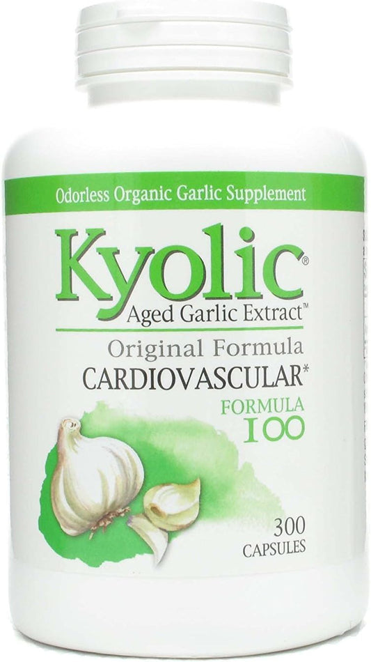 Kyolic #100 Formula Capsules - 300 Count - Premium Garlic Supplement for Heart Health and Immune Support