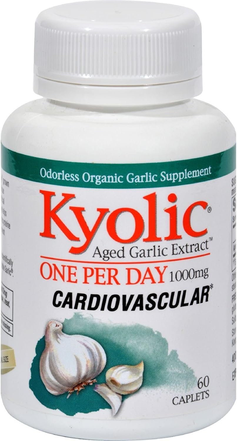 Kyolic Aged Garlic Extract 1000mg Caplets for Cardiovascular Health - 60 Day Supply