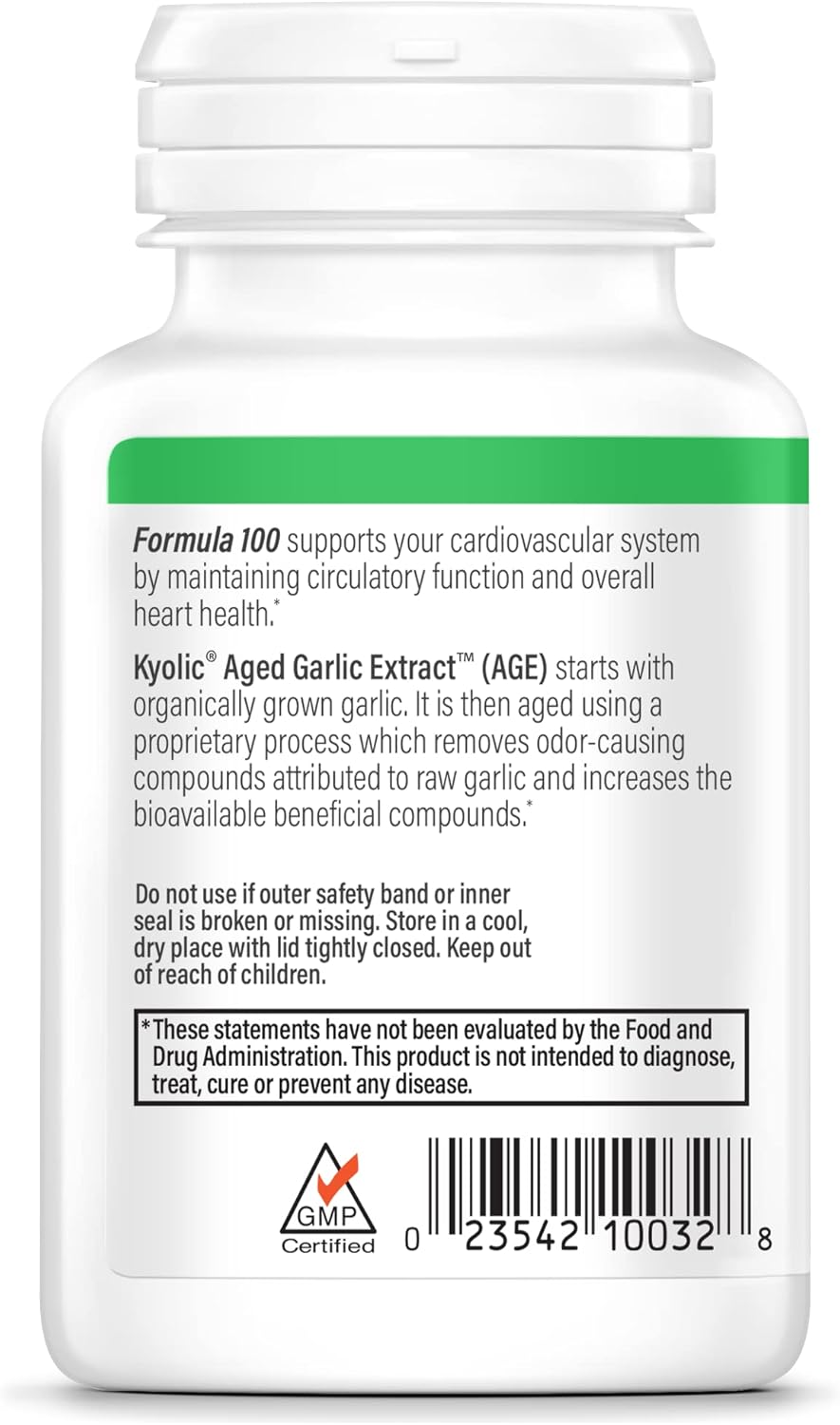 Kyolic Aged Garlic Extract Formula 100 Cardiovascular Support Tablets - 200 Count