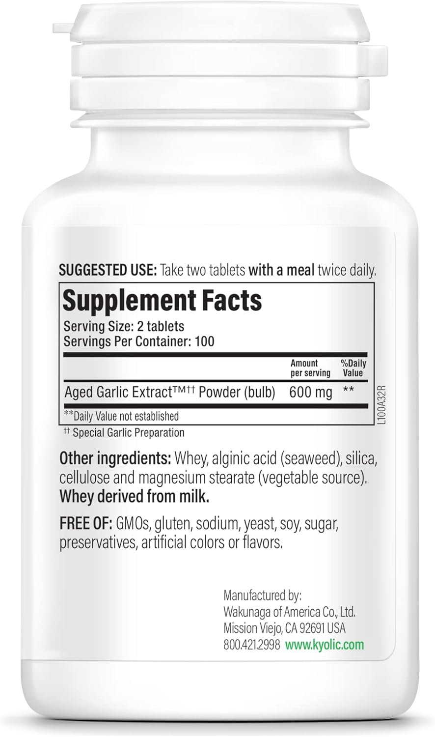 Kyolic Aged Garlic Extract Formula 100 Cardiovascular Support Tablets - 200 Count