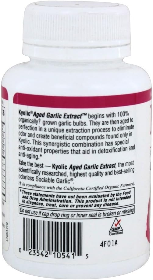 Kyolic Aged Garlic Extract Formula 105 Capsules for Detox and Anti-Aging - 100 Count