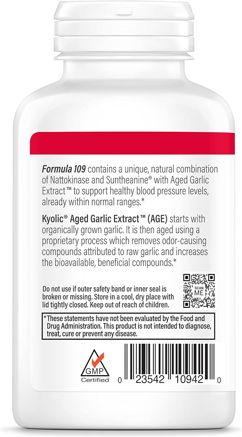 Kyolic Aged Garlic Extract Formula 109 for Blood Pressure Health - 160 Capsules