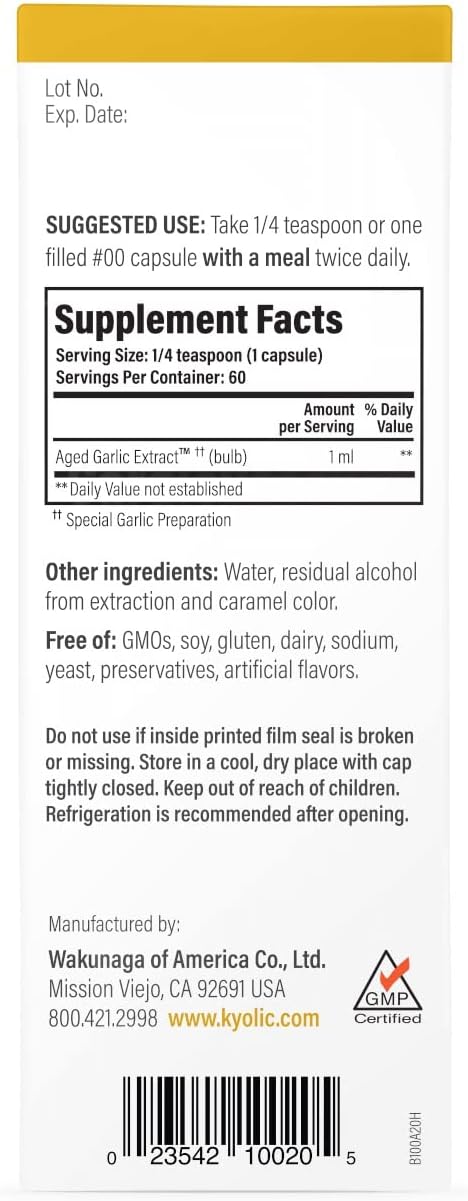Kyolic Aged Garlic Extract Liquid - Vegetarian Cardiovascular Support - 2 Ounces