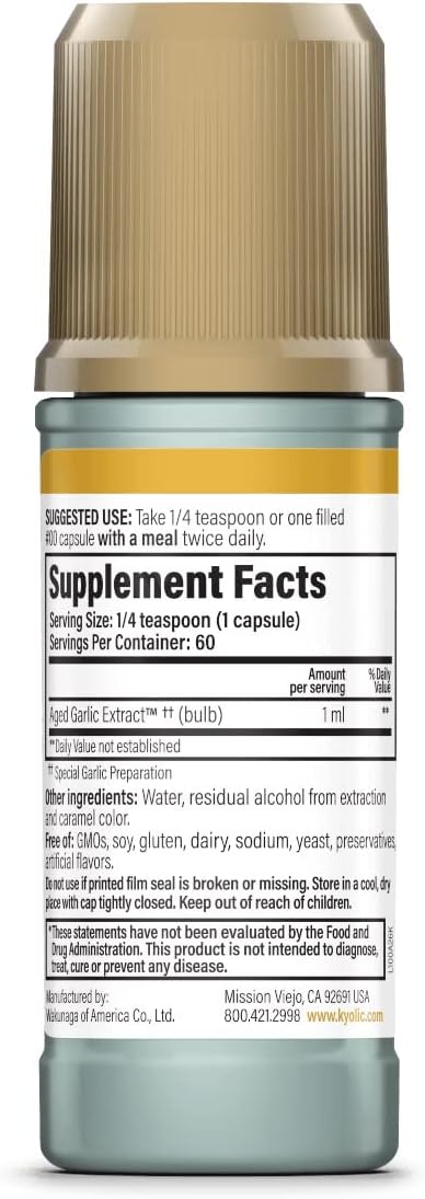Kyolic Aged Garlic Extract Liquid - Vegetarian Cardiovascular Support - 2 Ounces