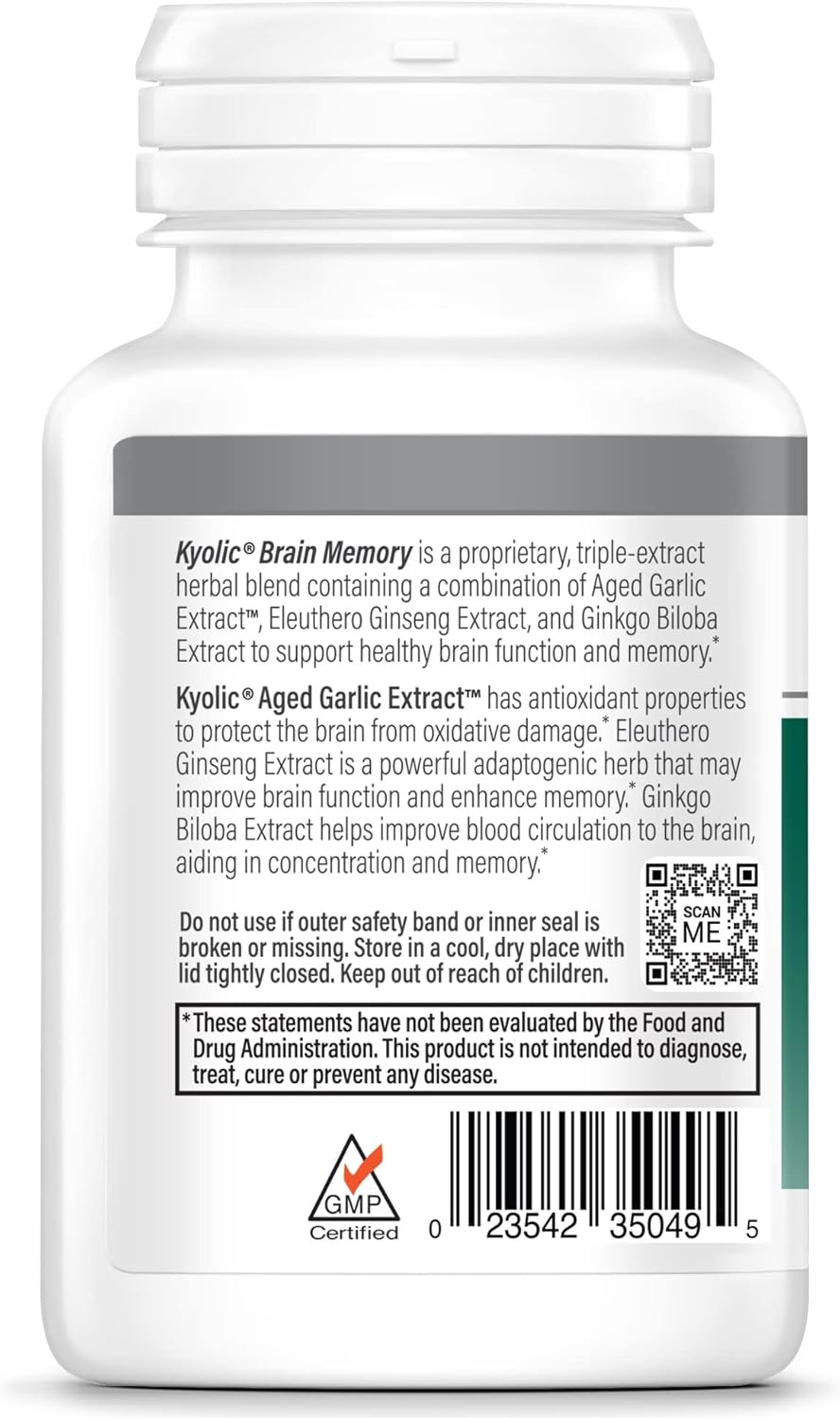 Kyolic Brain Memory Concentration Recall Supplement 90 Capsules