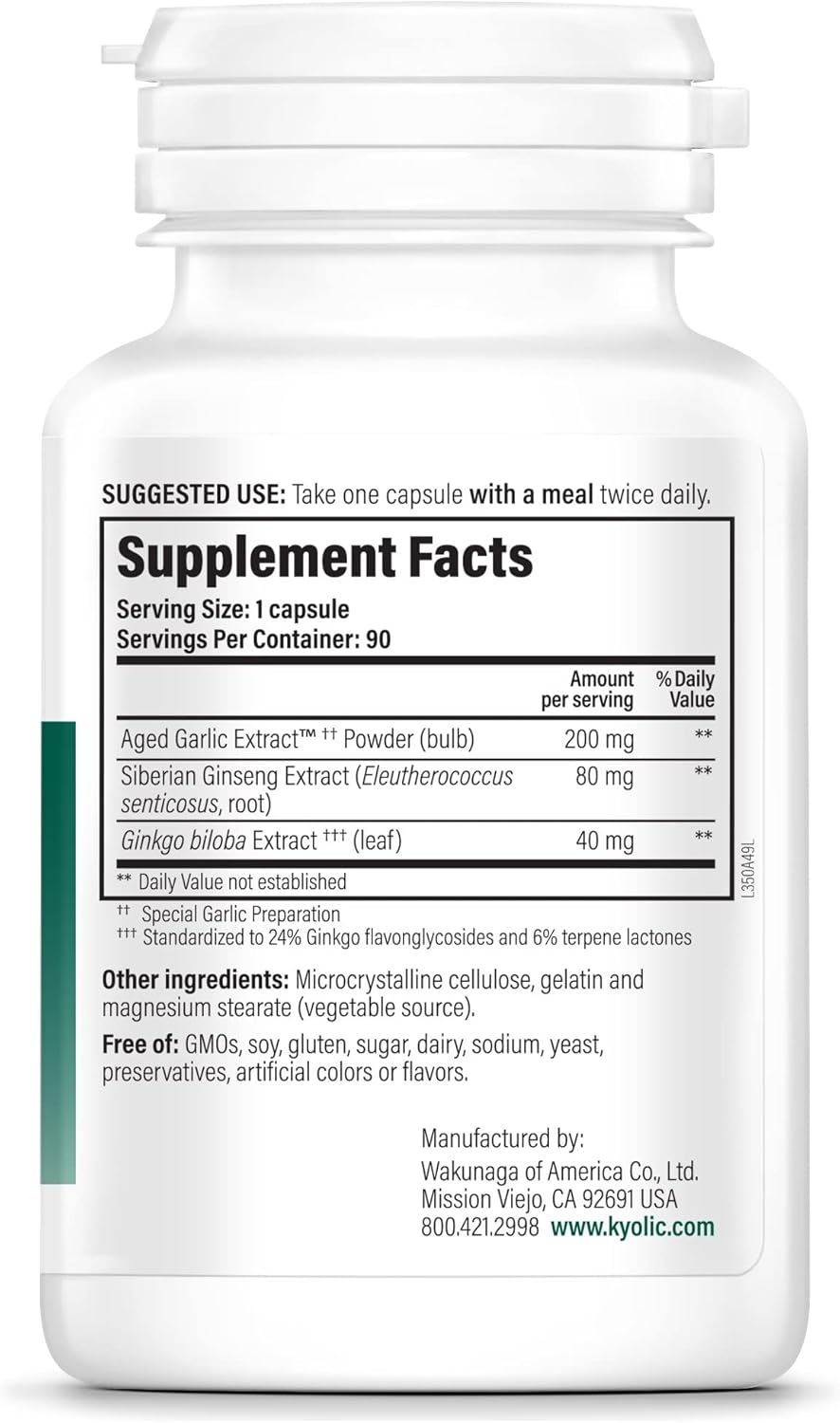 Kyolic Brain Memory Concentration Recall Supplement 90 Capsules