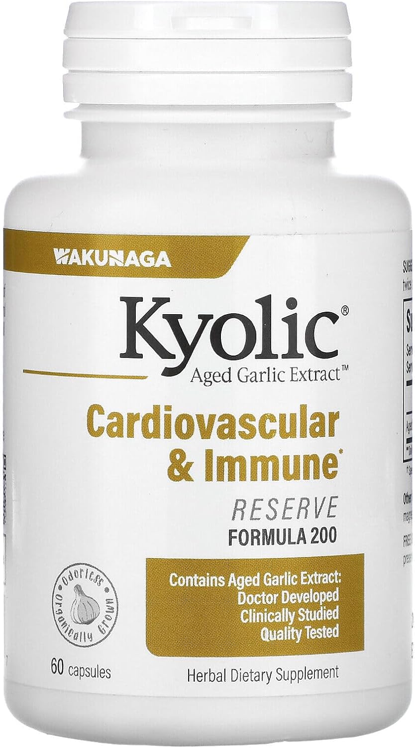 Kyolic Formula 200 Aged Garlic Extract Reserve Capsule, 600mg - 60 Capsules per Pack, 3 Packs per Case