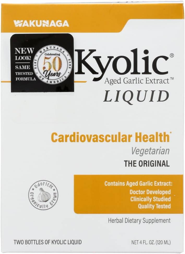 KYOLIC Plain Liquid Supplement - 4 oz - 2 Pack of 2 oz Bottles - All-Natural Garlic Extract