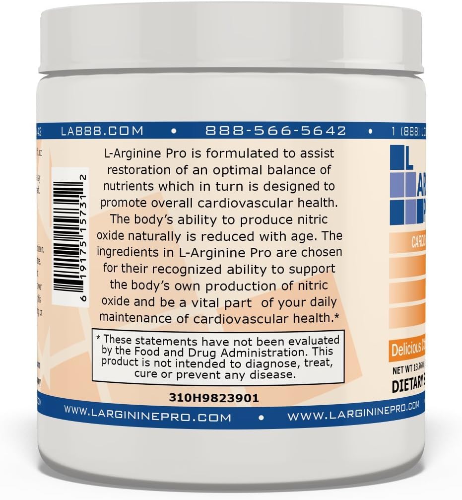 L-ARGININE PRO Powder Supplement | 5,500mg L-arginine, 1,100mg L-Citrulline | Orange Flavor | 150 Servings