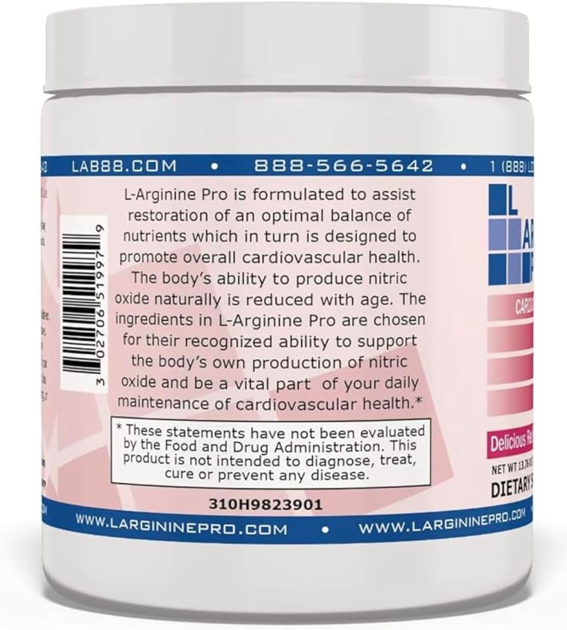L-ARGININE PRO Raspberry Powder Supplement | 5,500mg L-arginine & 1,100mg L-Citrulline | 3 Jars