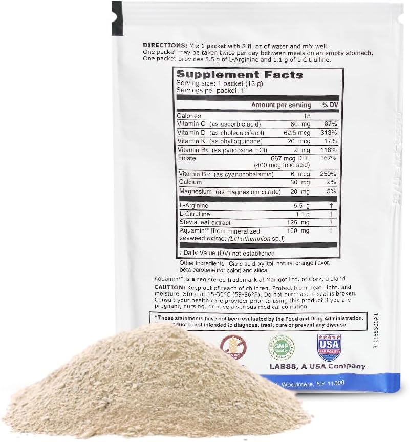 L-ARGININE PRO Travel Size Packets - 5,500mg L-arginine & 1,100mg L-Citrulline (30 Servings)