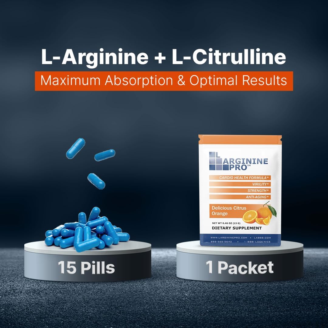 L-ARGININE PRO Travel Size Packets - 5,500mg L-arginine & 1,100mg L-Citrulline (30 Servings)
