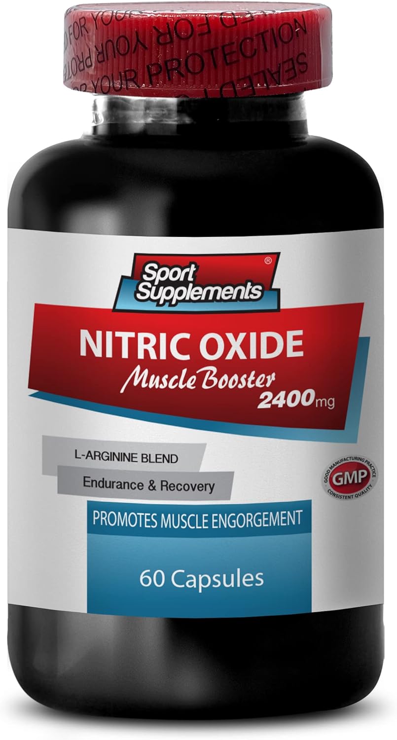 L-Arginine Sport Supplement 2400mg - Nitric Oxide Booster for Men and Women - Pre Workout Pills - 60 Capsules