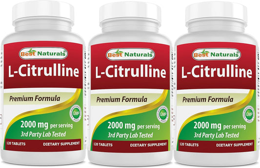L-Citrulline 2000mg Tablets - Non-GMO & Gluten Free - 120 Count (Pack of 3) - Top Quality Supplement