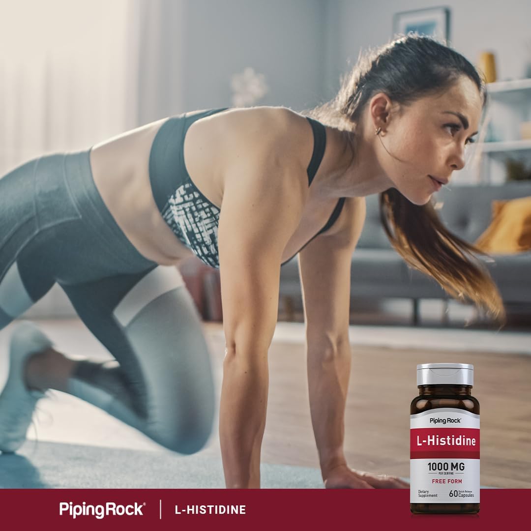 L-Histidine 1000mg Capsules - Free Form Supplement, Non-GMO & Gluten Free - 60 Count