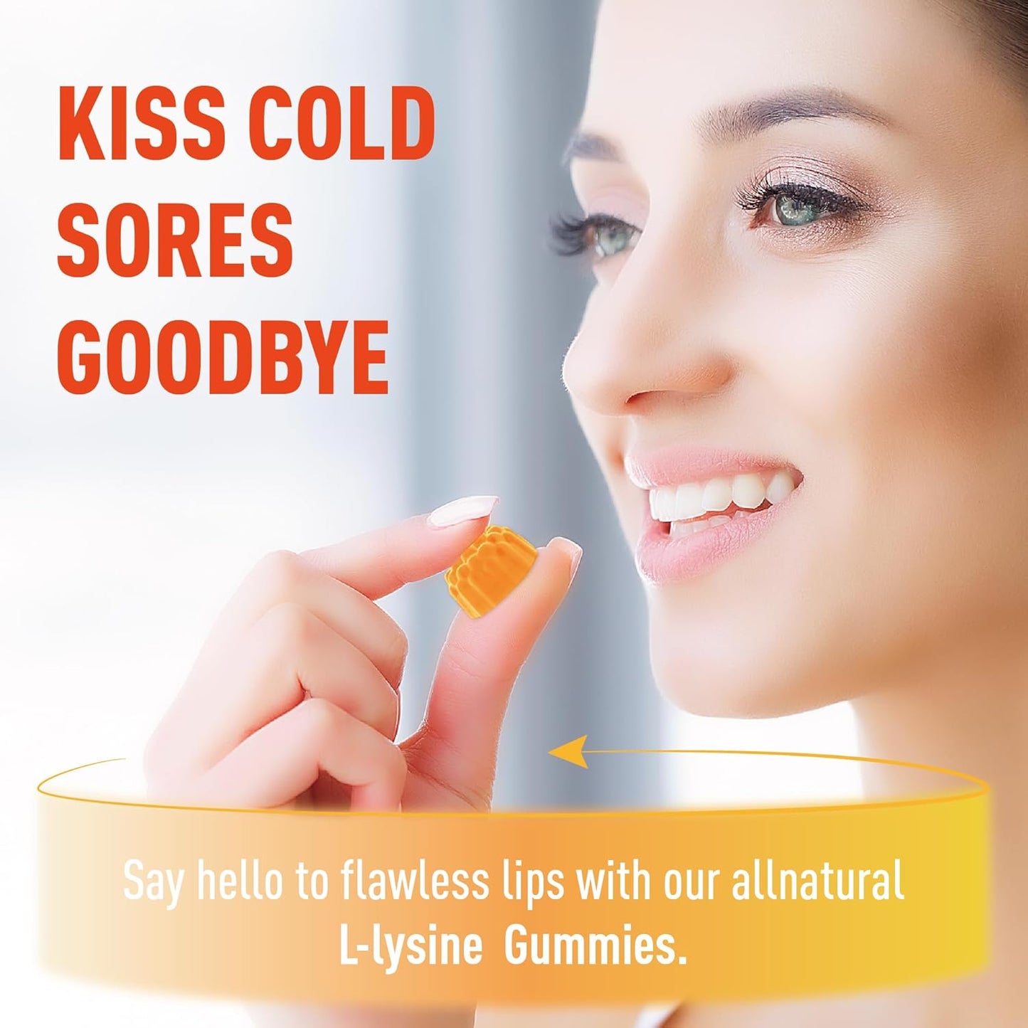 L-Lysine Gummies 1000mg for Cold Sore Support, Immune Boost & Collagen, Vegan & Gluten-Free - 60 Count