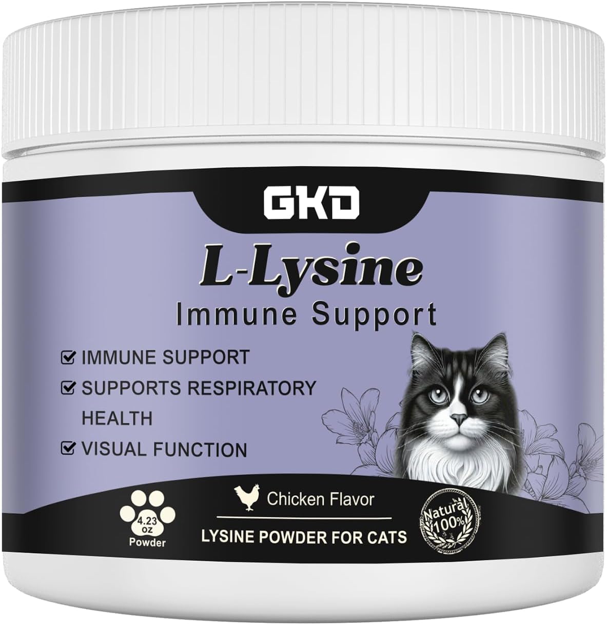L-Lysine Powder for Cats - Immune and Eye Health Supplement, Reduces Eye Discharge, Alleviates Sneezing