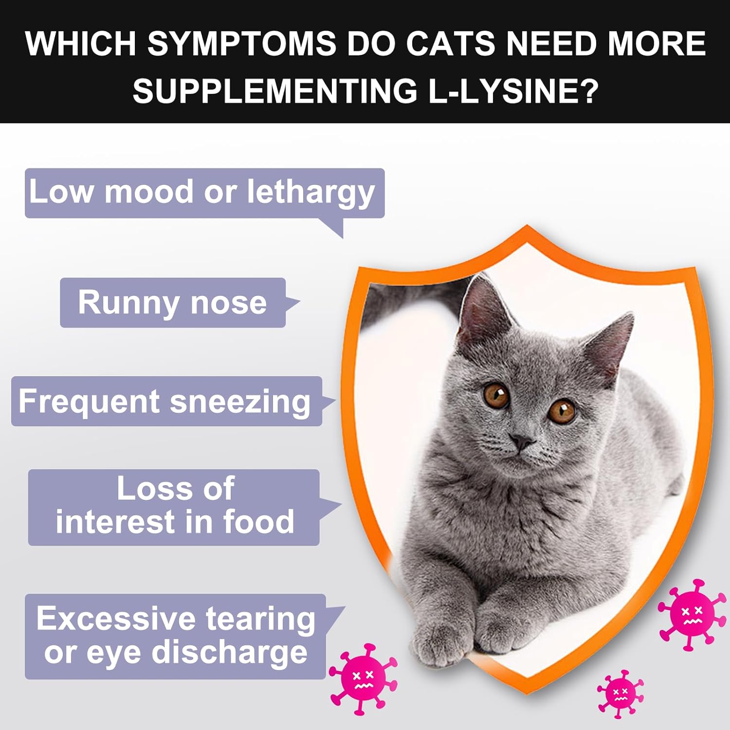 L-Lysine Powder for Cats - Immune and Eye Health Supplement, Reduces Eye Discharge, Alleviates Sneezing
