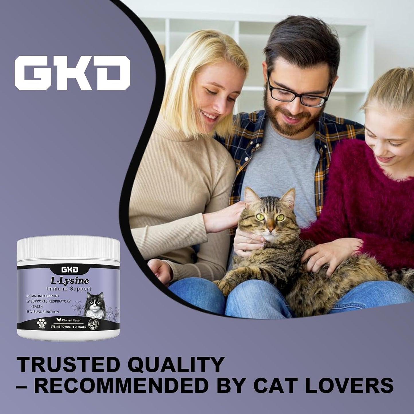 L-Lysine Powder for Cats - Immune and Eye Health Supplement, Reduces Eye Discharge, Alleviates Sneezing