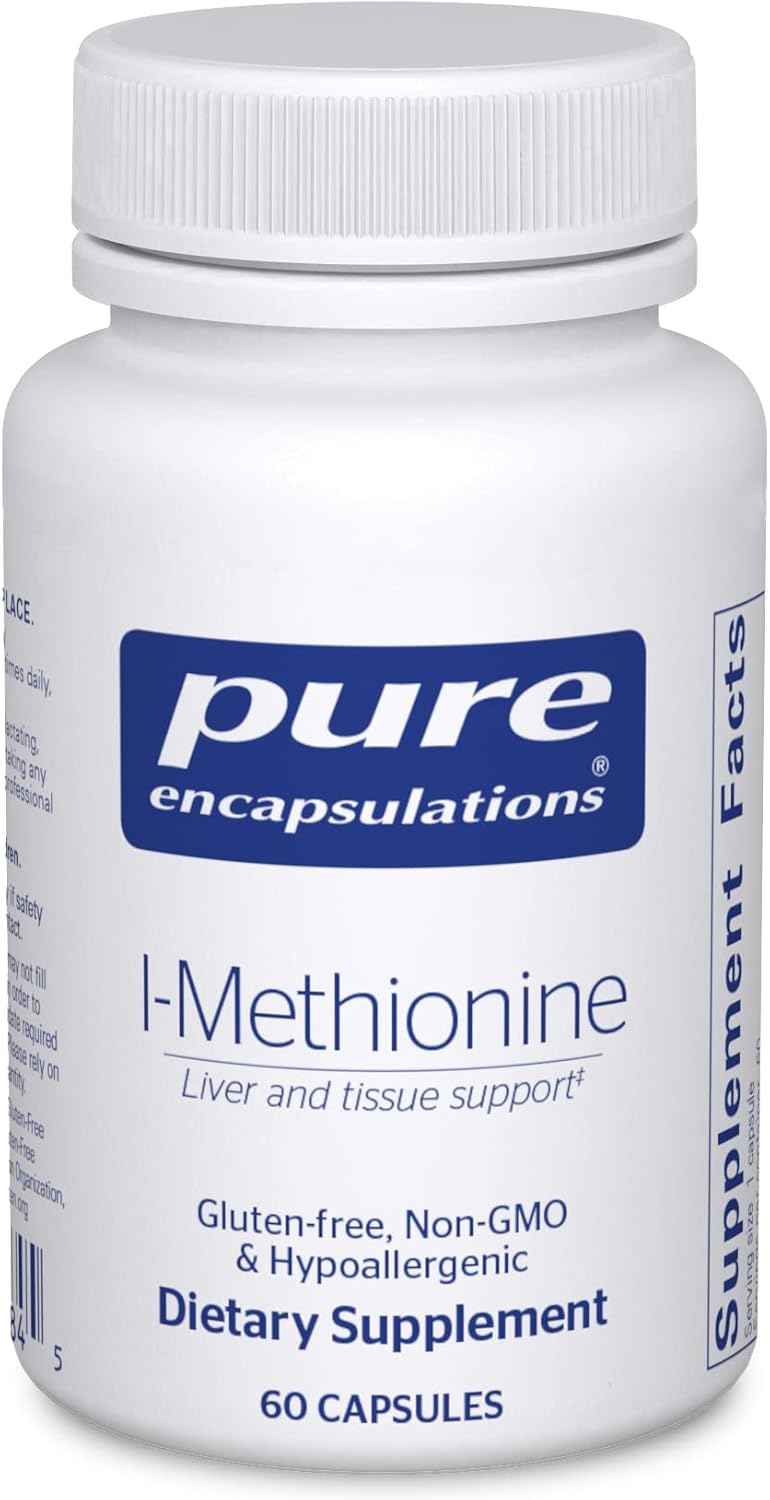 L-Methionine Capsules for Joint, Liver, and Pancreas Support - Amino Acid Supplement with Antioxidants for Nervous System - 60 ct.