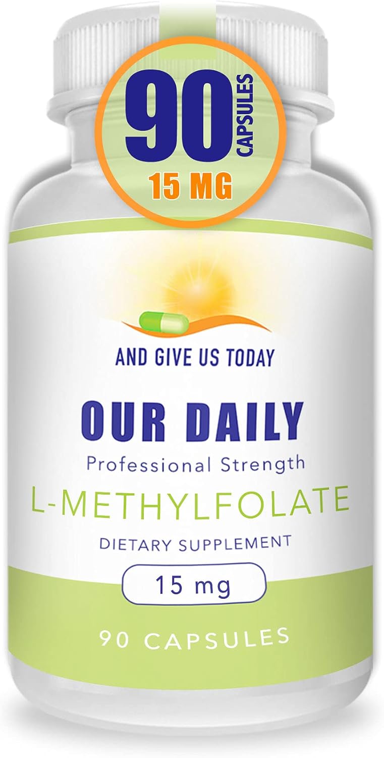 L-Methylfolate 15 mg Maximum Strength Capsules, 5-MTHF, Vegetarian - 90 Count (3 Month Supply)