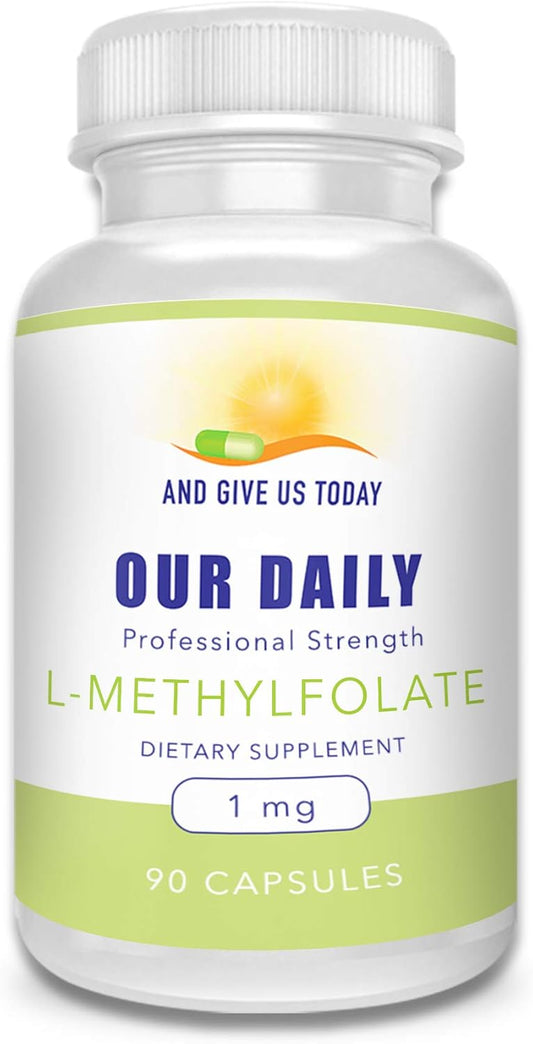 L-Methylfolate 1mg Maximum Strength Folate Capsules - 90 Count, Non-GMO, Gluten Free