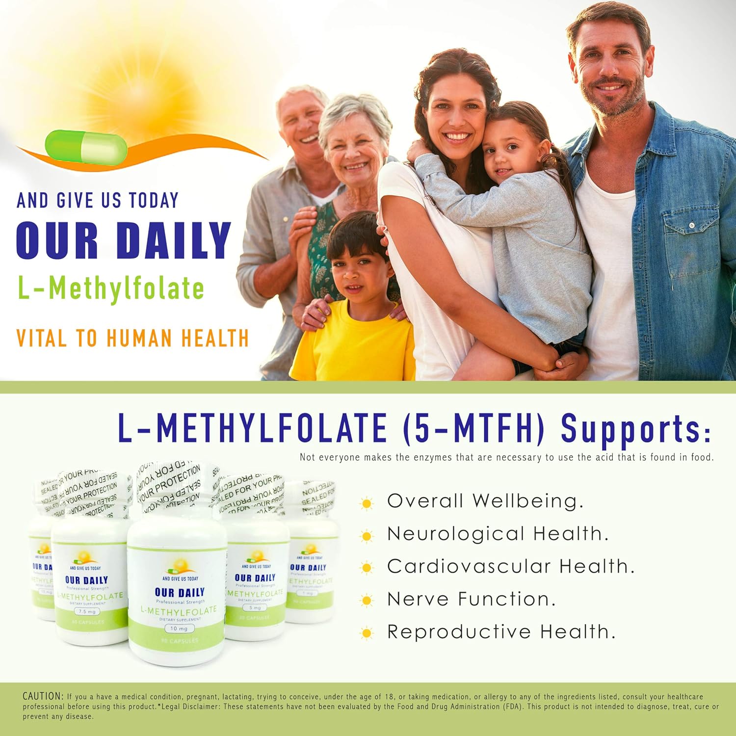 L-Methylfolate 1mg Maximum Strength Folate Capsules - 90 Count, Non-GMO, Gluten Free