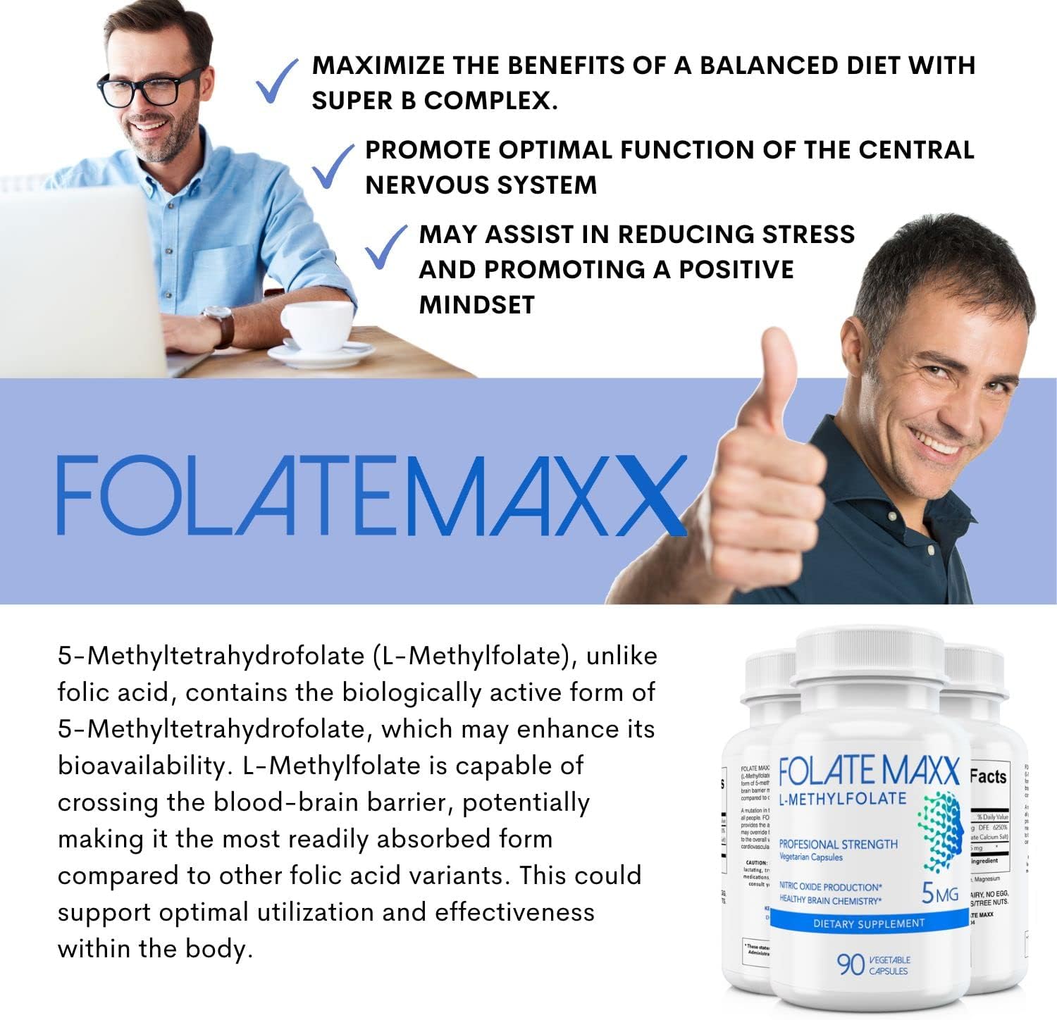 L-Methylfolate 5 mg Capsules - Professional Grade Folate Supplement with Non-GMO Methyl Folate - Gluten Free 5-MTHF Formula - BoostGo Australia