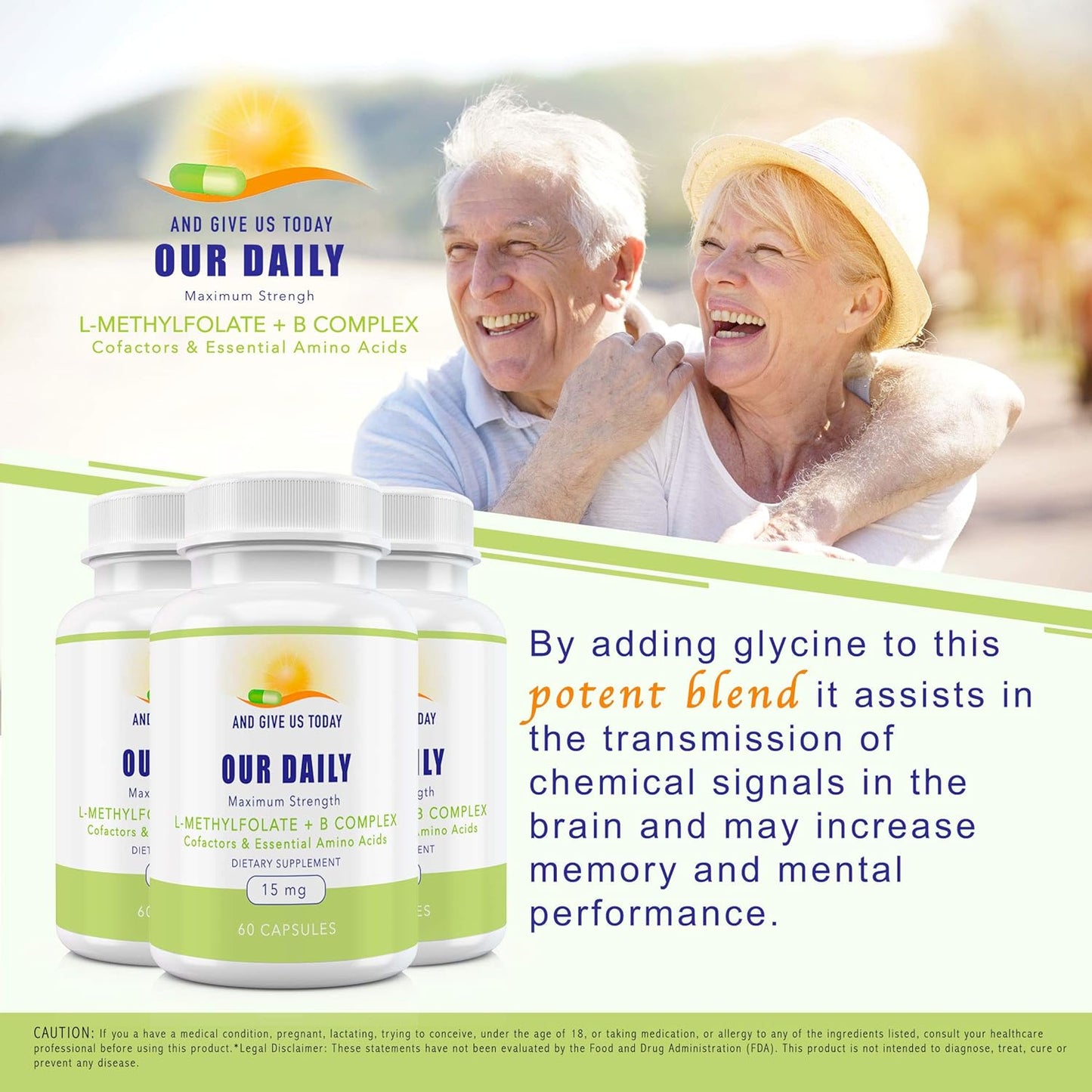 L-Methylfolate B Complex Cofactors with Essential Amino Acids - Active Folate, B12, B6, Glycine - 60 Count