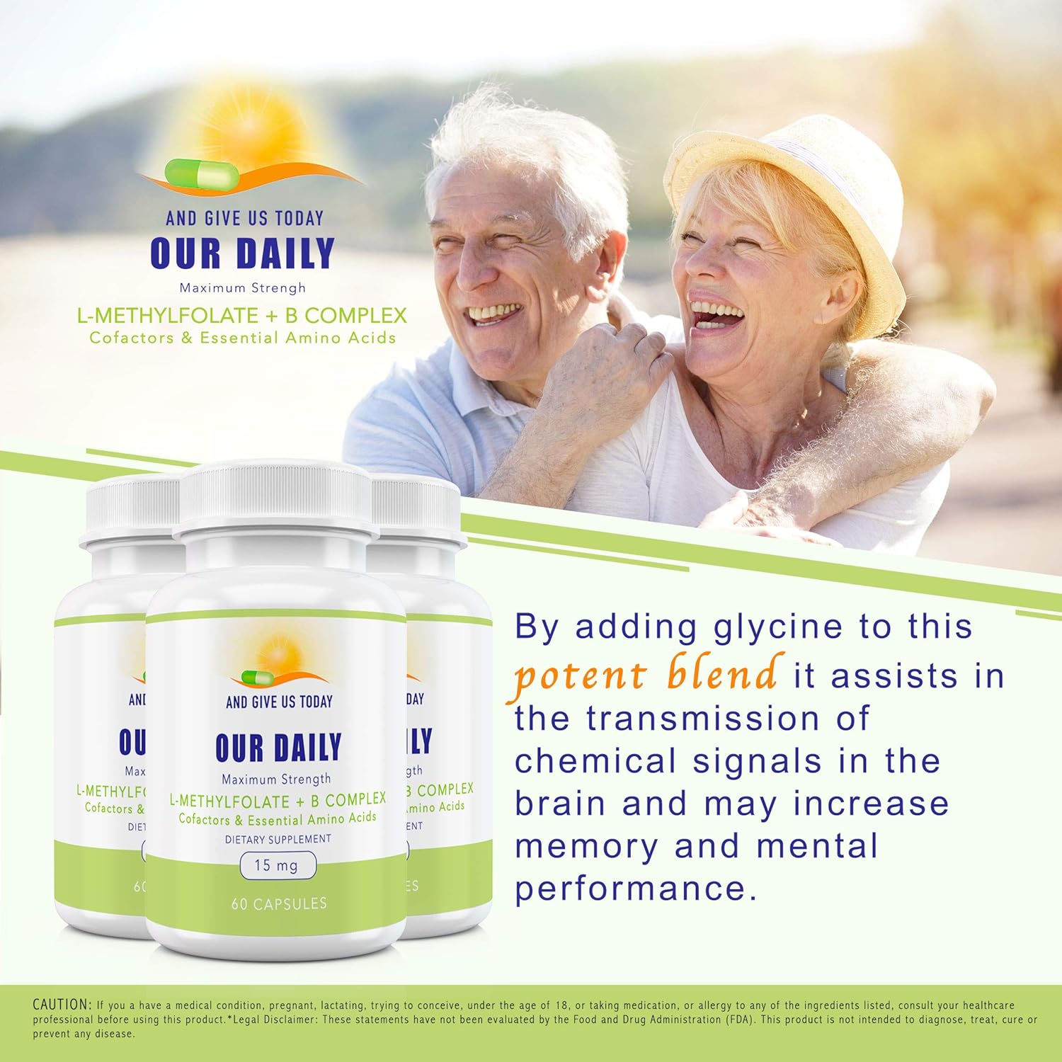 L-Methylfolate B Complex Cofactors with Essential Amino Acids - Active Folate, B12, B6, Glycine - 60 Count