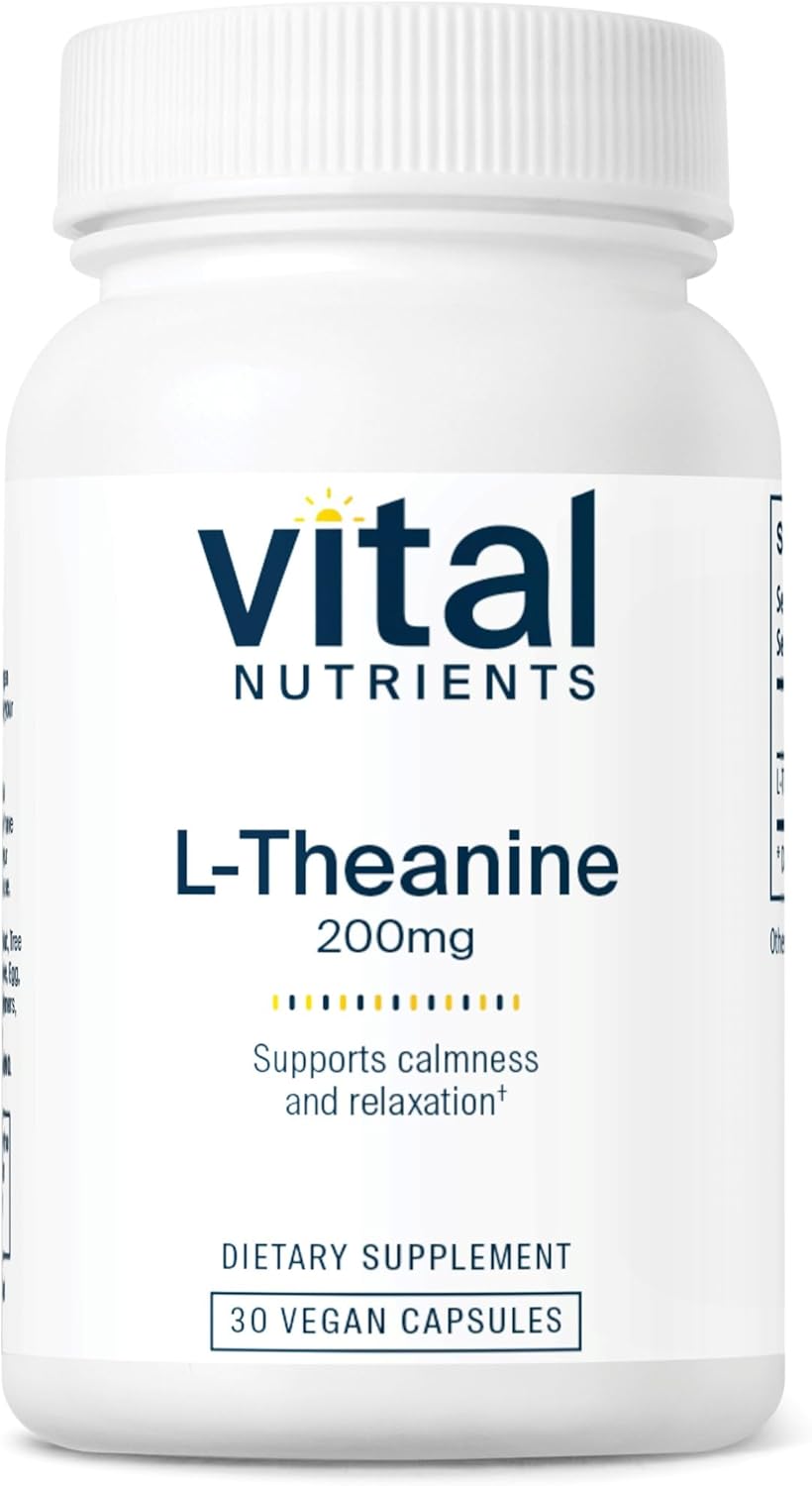 L-Theanine 200mg Vegan Supplement for Stress & Cognitive Function - 30 Capsules, Gluten/Dairy/Soy Free