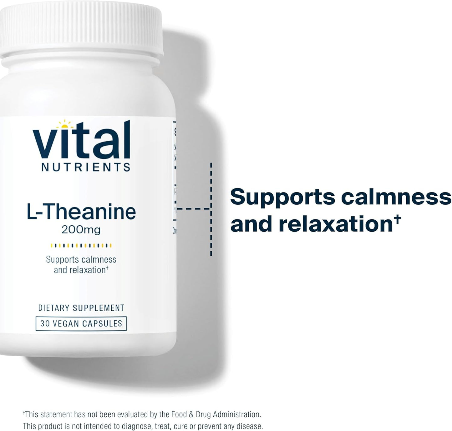 L-Theanine 200mg Vegan Supplement for Stress & Cognitive Function - 30 Capsules, Gluten/Dairy/Soy Free