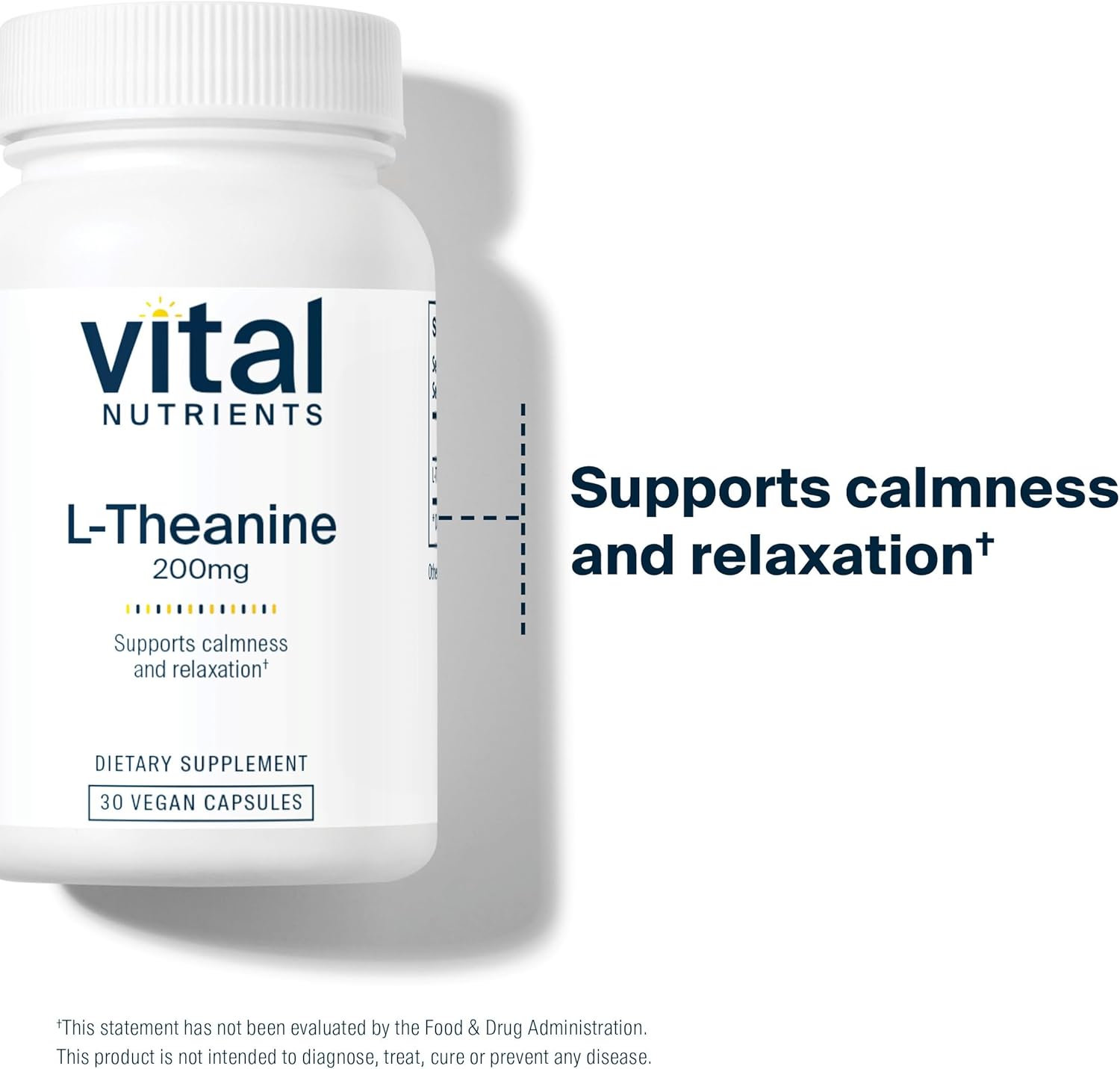 L-Theanine 200mg Vegan Supplement for Stress & Cognitive Function - 30 Capsules, Gluten/Dairy/Soy Free