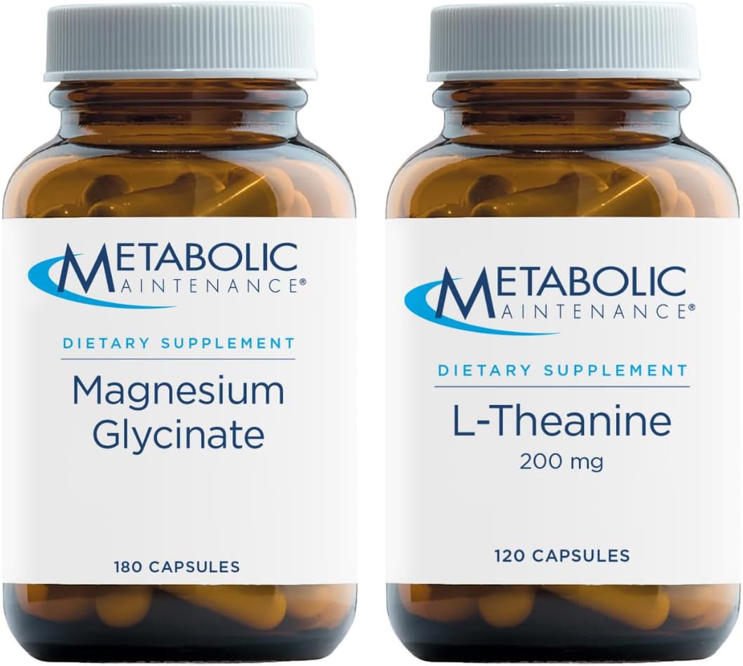 L-Theanine & Magnesium Bundle - Supports Relaxation, Muscle & Nerve Function - 120 & 180 Capsules - By Metabolic Maintenance