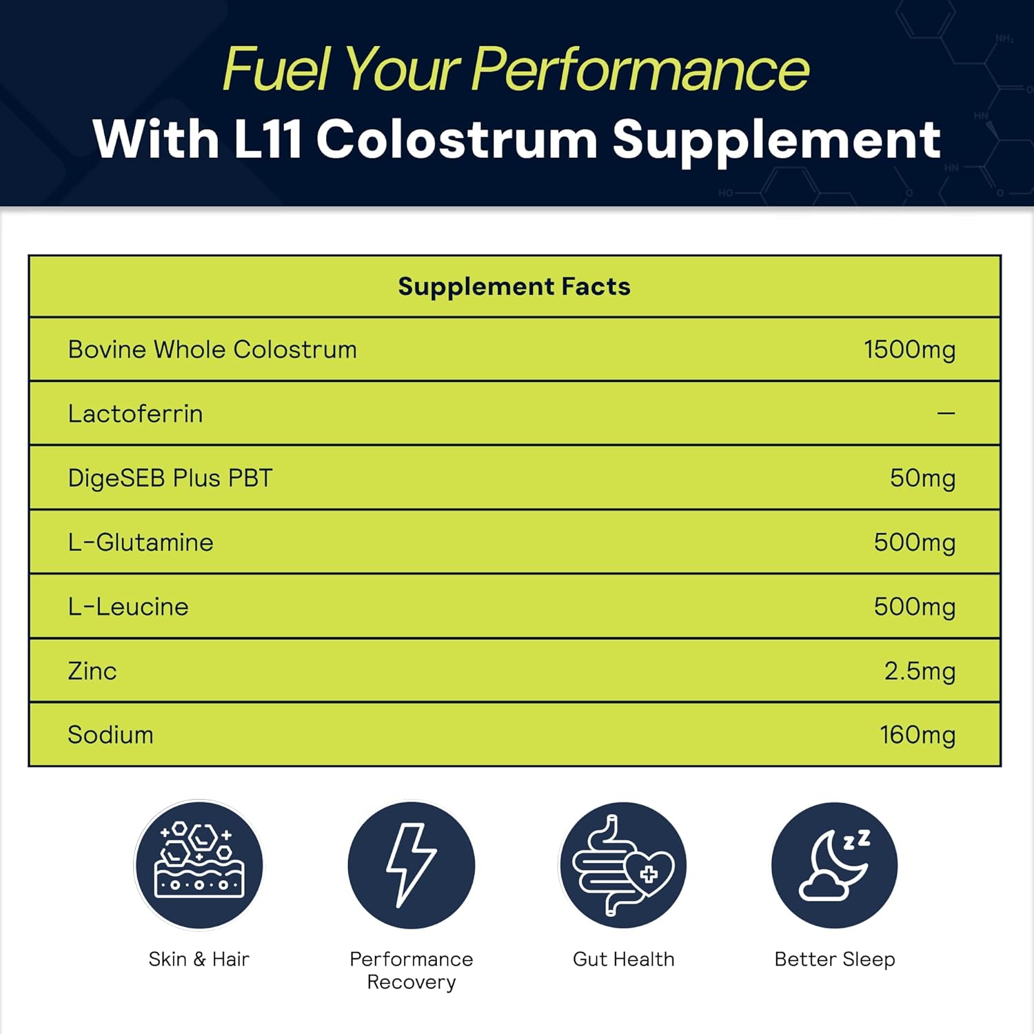 L11 Colostrum Supplement with Lactoferrin, Biotin, Zinc & Vitamin D - 1500mg Bovine Colostrum Powder for Athletic Health, Gut Health, Muscle & Immune Support - Chocolate Flavor, 30 Servings