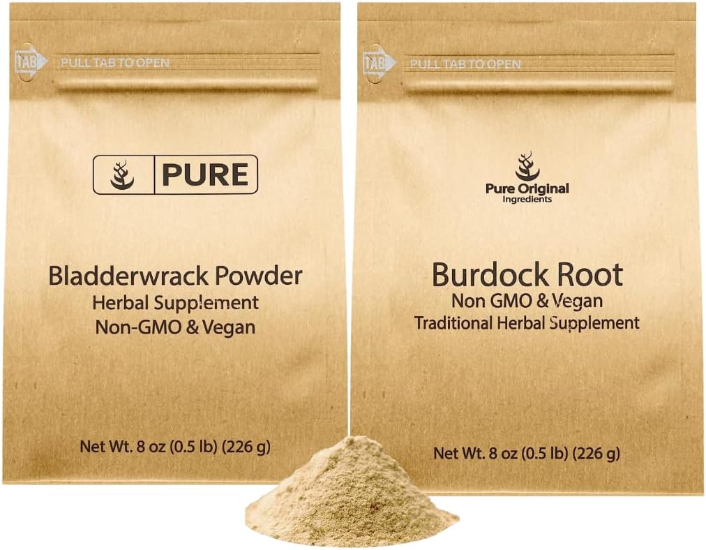 Lab-Verified 8 oz Bundle of Burdock Root and Bladderwrack Powder Herbal Supplements