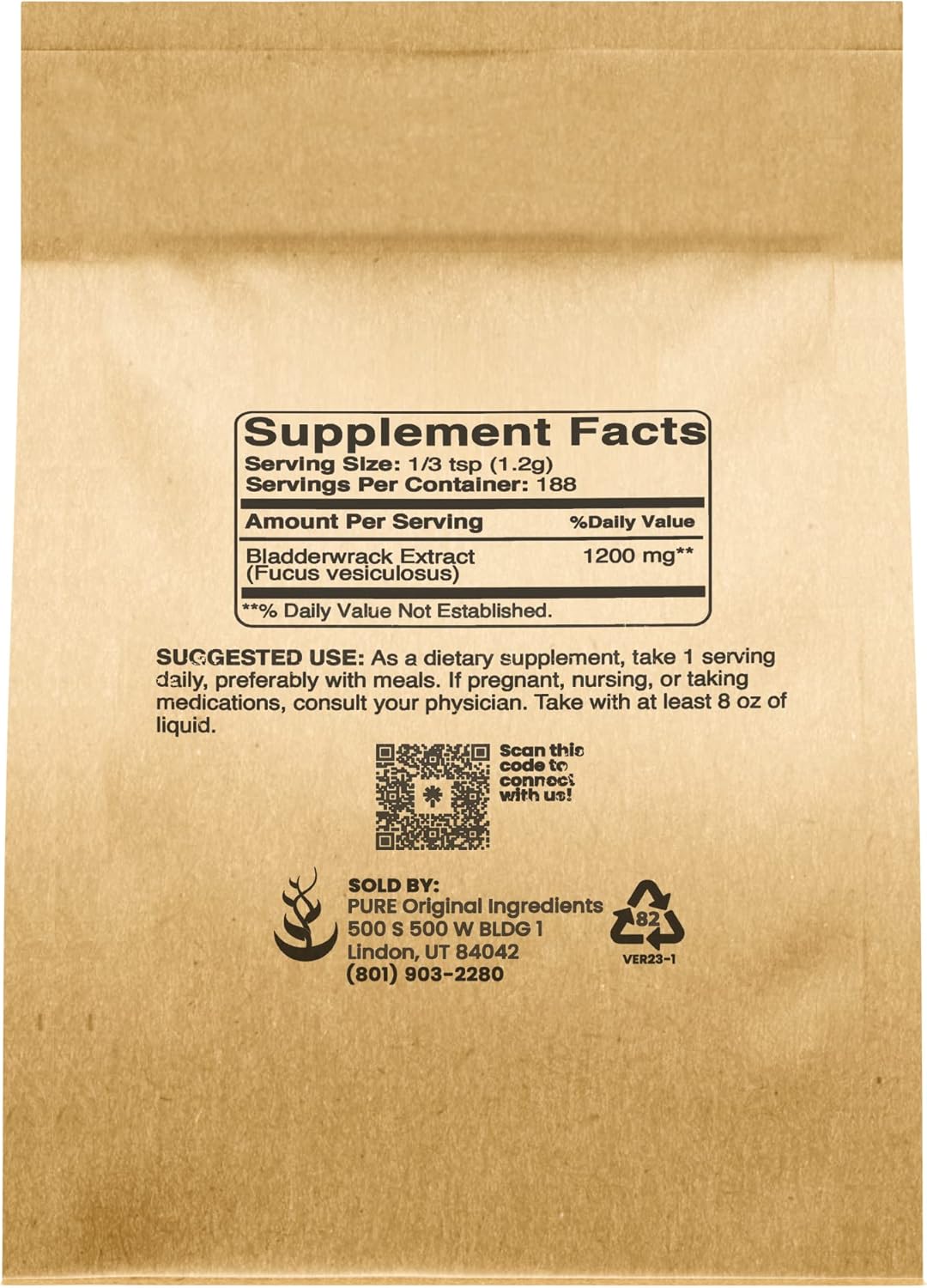 Lab-Verified 8 oz Bundle of Burdock Root and Bladderwrack Powder Herbal Supplements