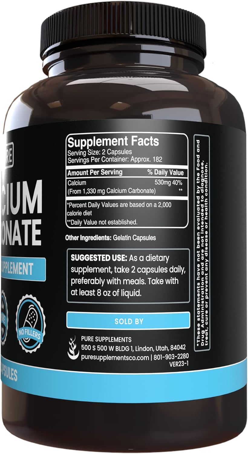 Lab Verified Calcium Carbonate and Pantothenic Acid Bundle with Pure Original Ingredients in Various Amounts