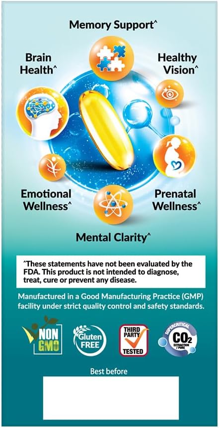 LABO Nutrition OmaxPure DHA76 Omega-3 Fish Oil 950mg, 60 Count - Pharmaceutical Grade, Supercritical CO2 Extracted rTG Formula for Heart, Joint, Brain & Immune Health