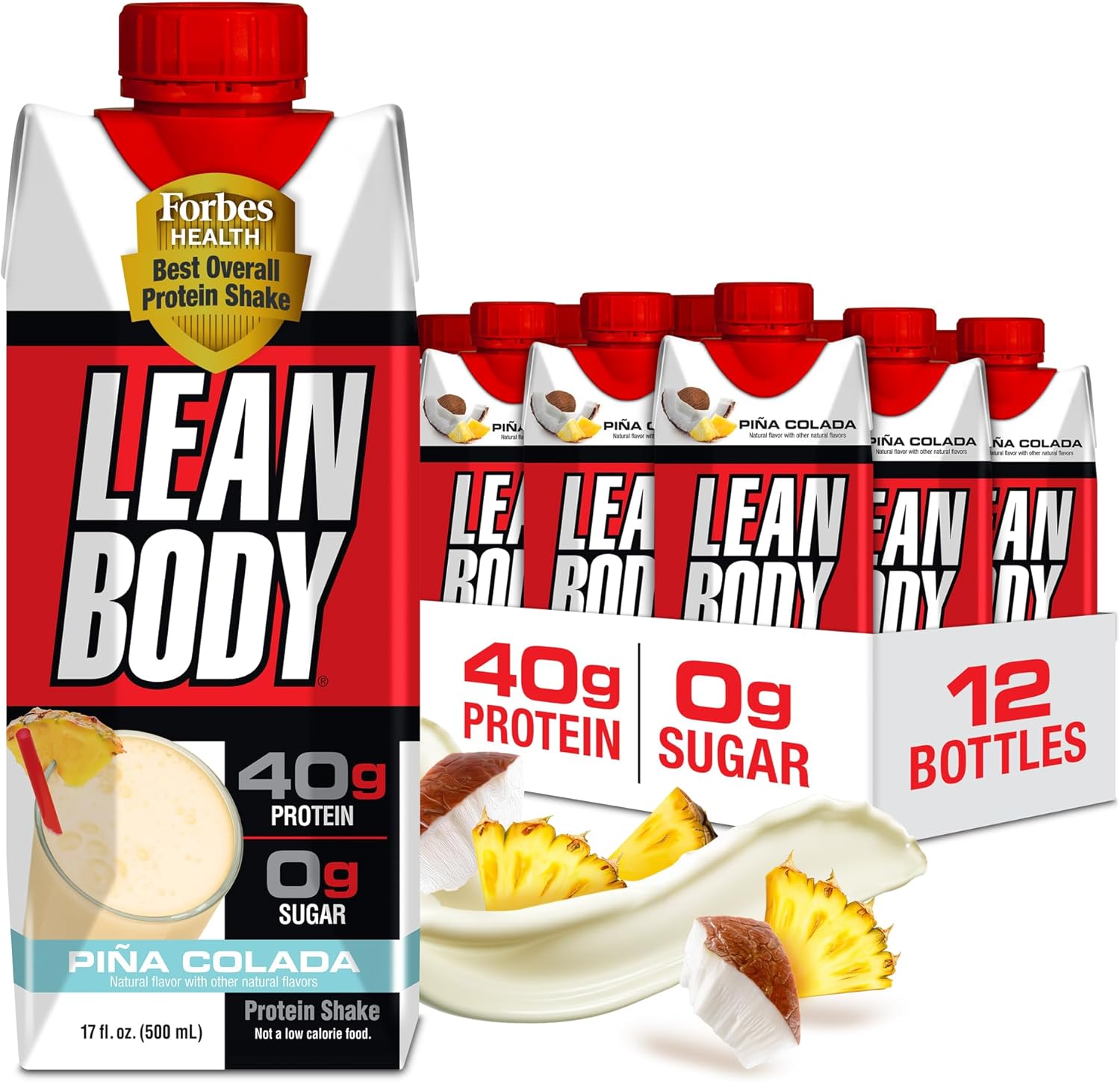 Labrada Lean Body Pina Colada Protein Shake - 40g Protein, Whey Blend, 0 Sugar, Gluten Free - 17 Fl Oz (Pack of 12)