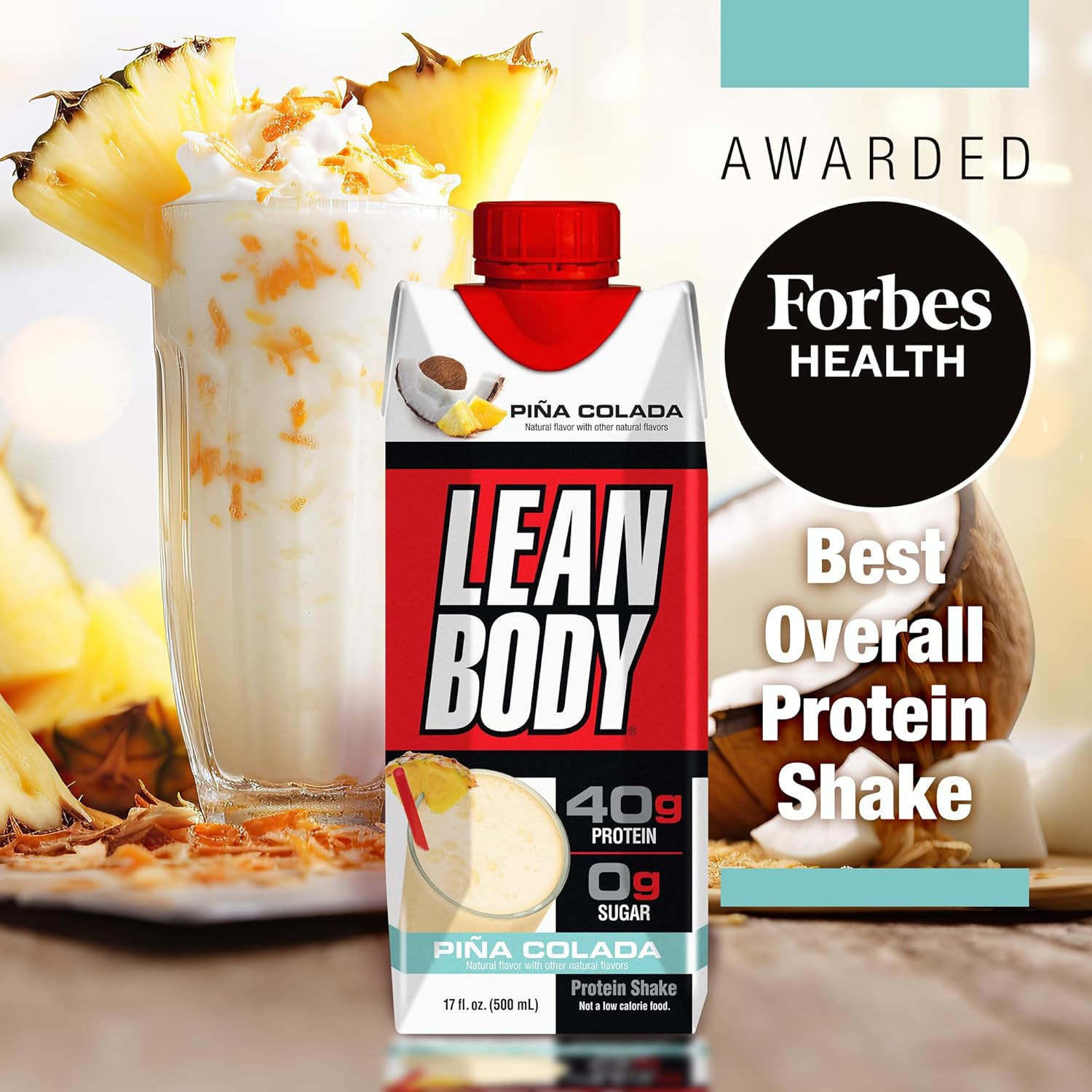 Labrada Lean Body Pina Colada Protein Shake - 40g Protein, Whey Blend, 0 Sugar, Gluten Free - 17 Fl Oz (Pack of 12)