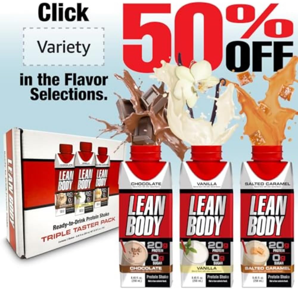 LABRADA Lean Body Protein Shake - Chocolate Peanut Butter Flavor - 40g Protein, Whey Blend, 0 Sugar, Gluten Free - 12 Pack of Recyclable Cartons & Lids, 22 Vitamins & Minerals