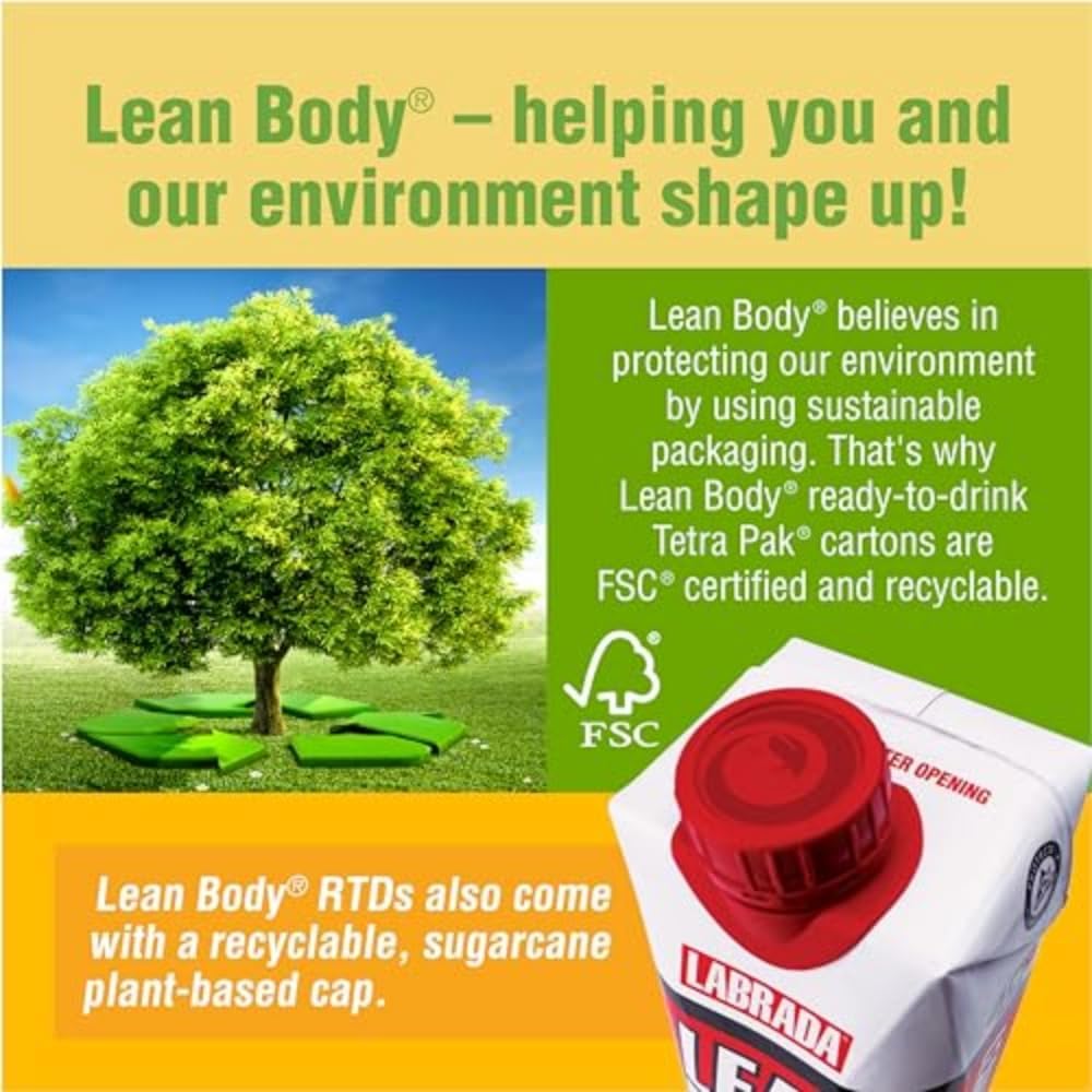 LABRADA Lean Body Protein Shake - Chocolate Peanut Butter Flavor - 40g Protein, Whey Blend, 0 Sugar, Gluten Free - 12 Pack of Recyclable Cartons & Lids, 22 Vitamins & Minerals