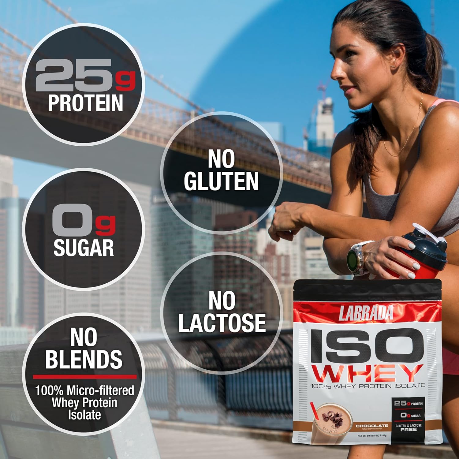 Labrada Nutrition Chocolate ISO Whey Isolate Protein Powder - 5 Pound Container
