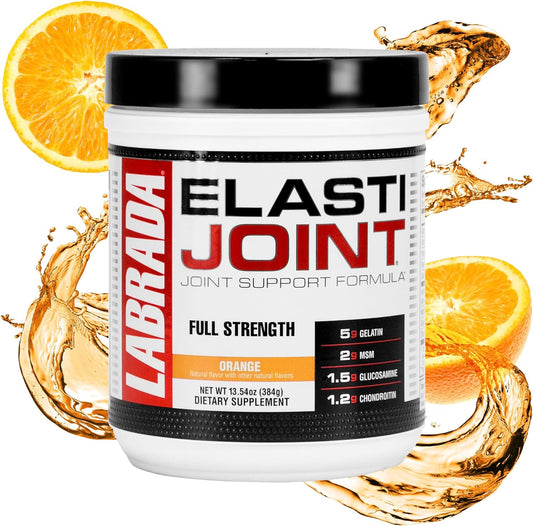 Labrada Nutrition Elastijoint Orange Flavor Powder - Glucosamine Joint Support for Men & Women, Relief from Joint Pain & Bone Health- MSM, Chondroitin, Gluten-Free