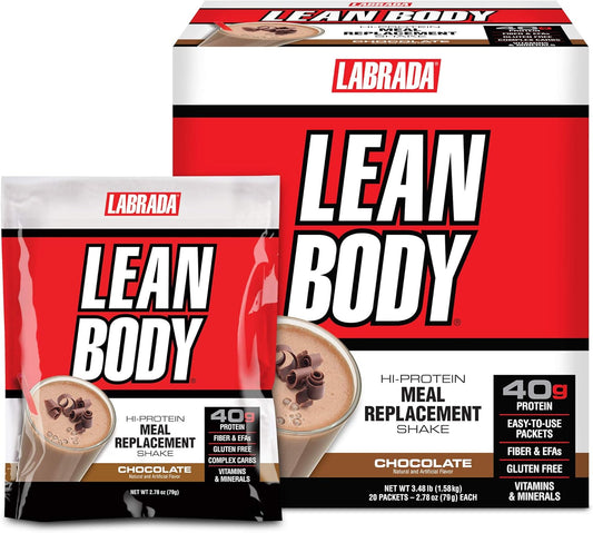 Labrada Nutrition Lean Body Chocolate Hi-Protein Meal Replacement Shake Packets - 20 Pack, 2.78 oz