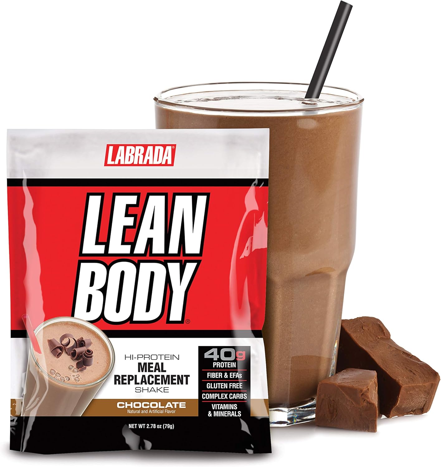 Labrada Nutrition Lean Body Chocolate Hi-Protein Meal Replacement Shake Packets - 20 Pack, 2.78 oz