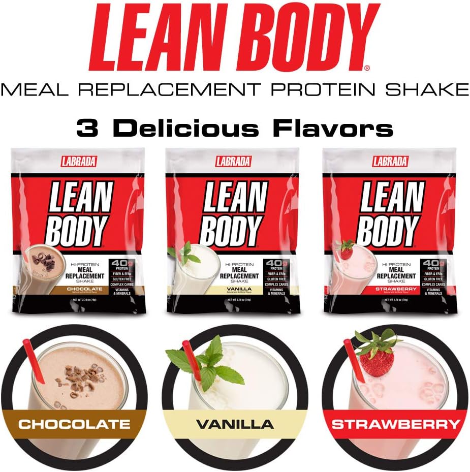 Labrada Nutrition Lean Body Chocolate Hi-Protein Meal Replacement Shake Packets - 20 Pack, 2.78 oz