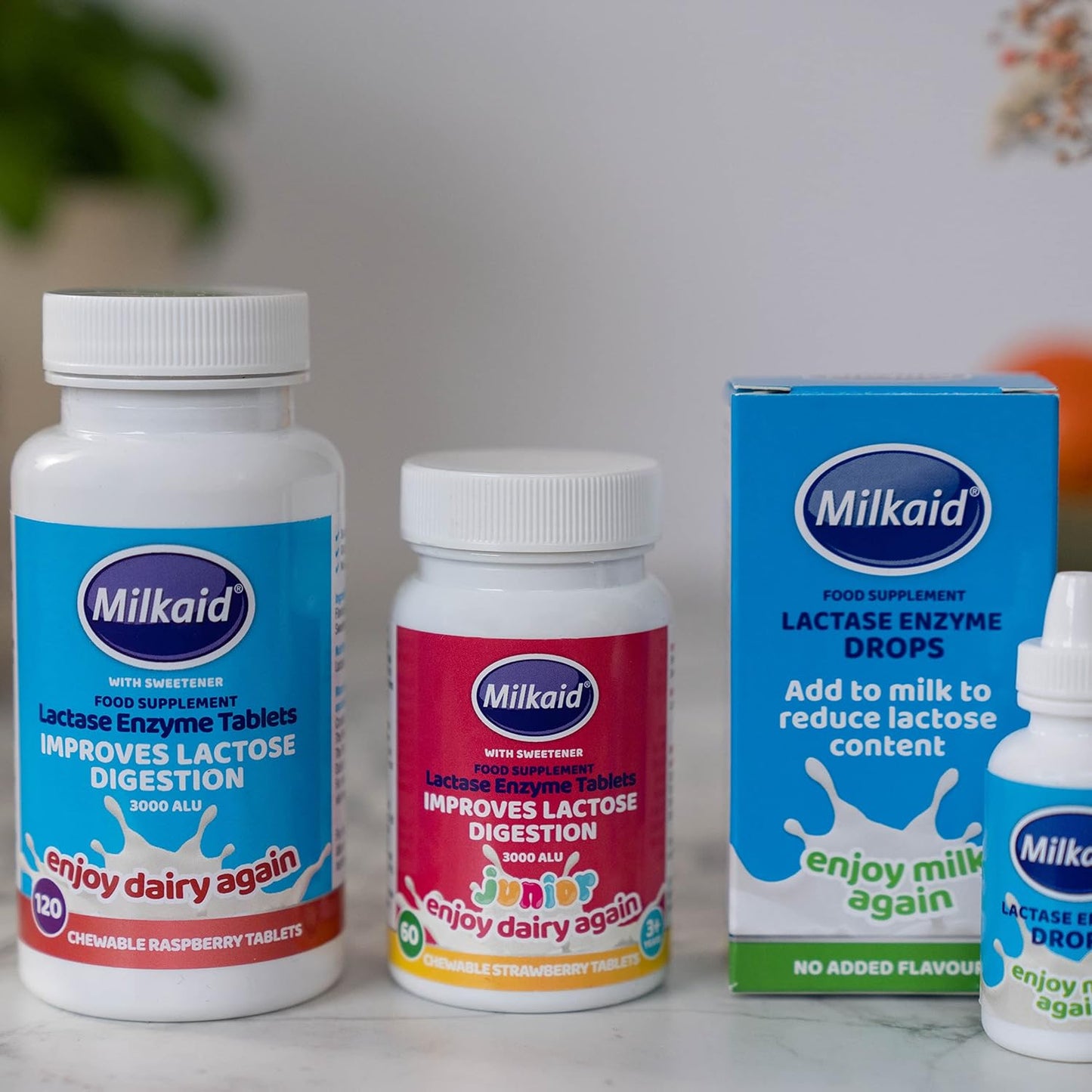 Lactase Enzyme Drops & Tablets for Lactose Intolerance Relief - Prevents Gas, Bloating, and Diarrhea - Dairy Digestive Supplement - 0.5 Fl Oz & 120 Raspberry Flavored Tablets